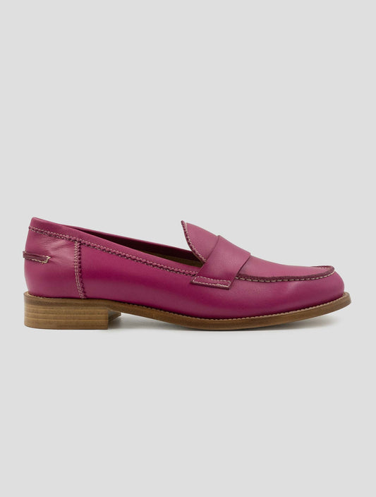 Kiton Fucsia Leather Loafers