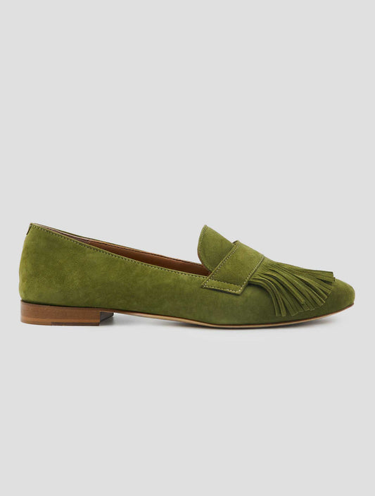 Kiton Green Leather Suede Loafers