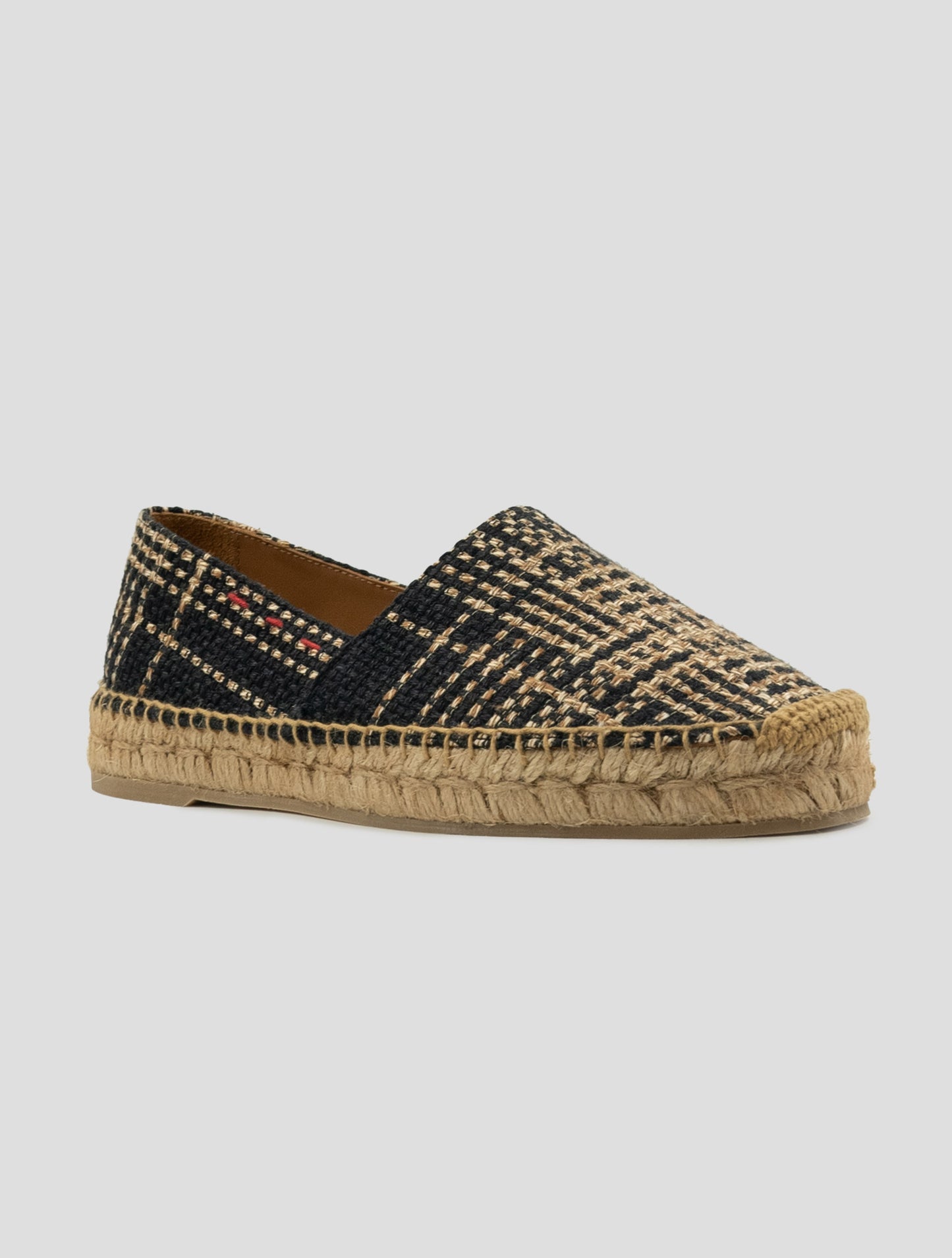 Kiton Black Beige Linen Viscose Espadrillas