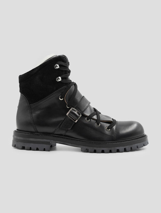 Kiton Black Leather Leather Suede With Fur Boots