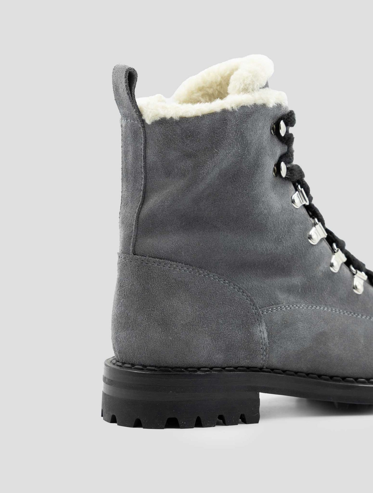 Kiton Gray Leather Suede With Fur Boots