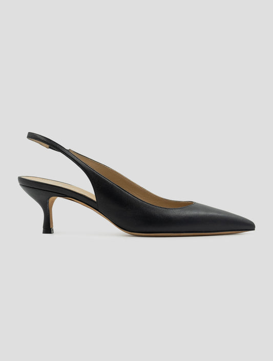 Kiton Black Leather Slingbacks