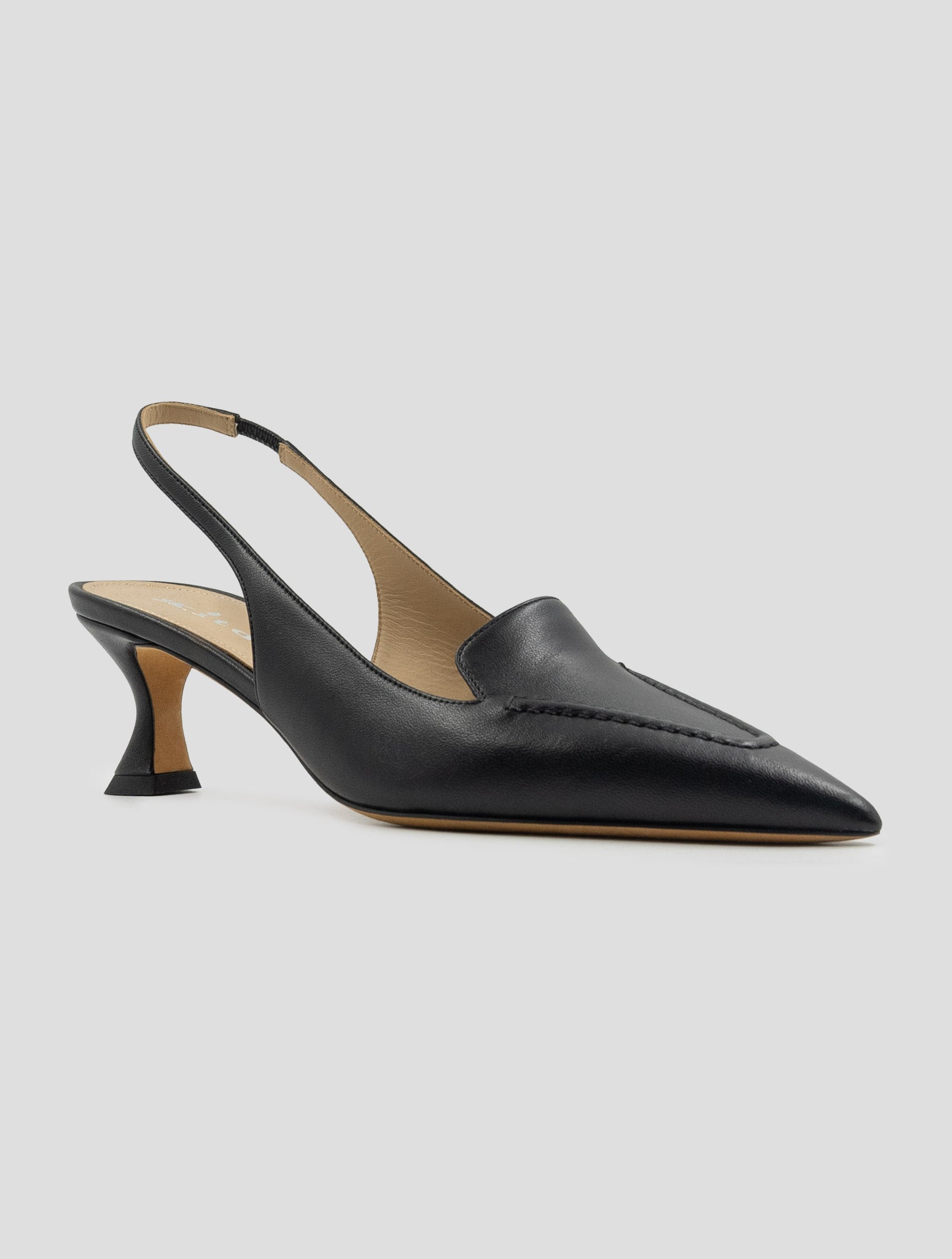 Kiton Black Leather Slingbacks