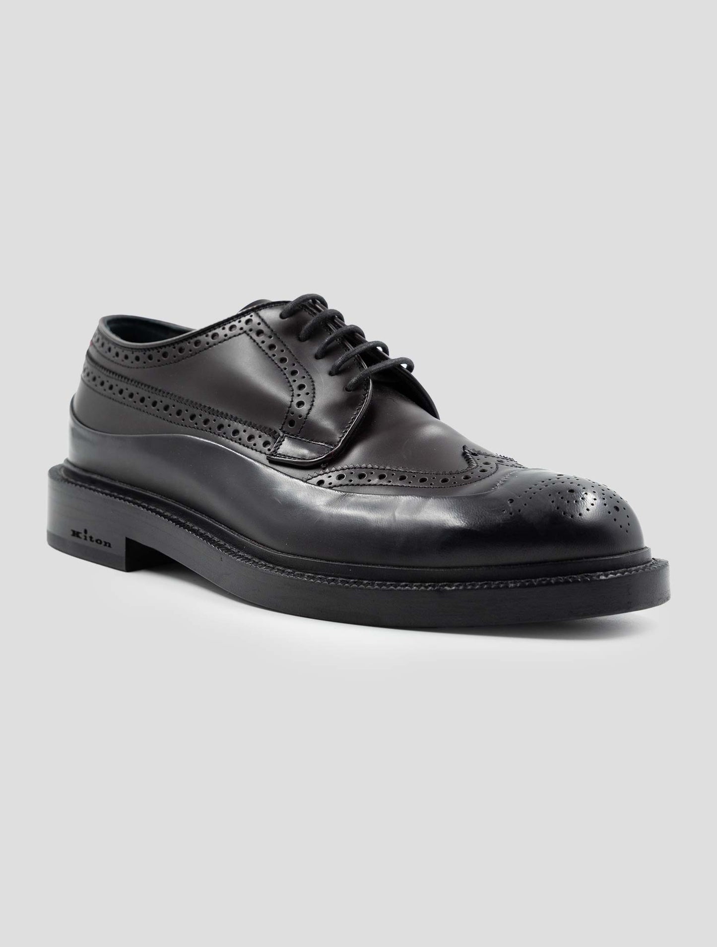 Kiton Burgundy Black Leather Dress Shoes