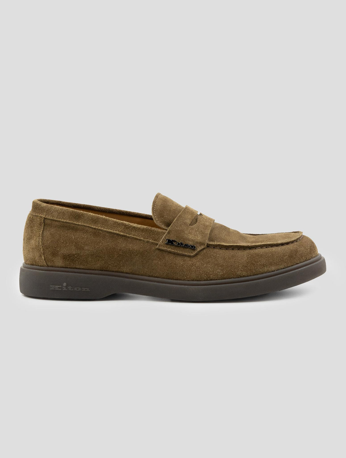 Kiton Brown Leather Suede Loafers