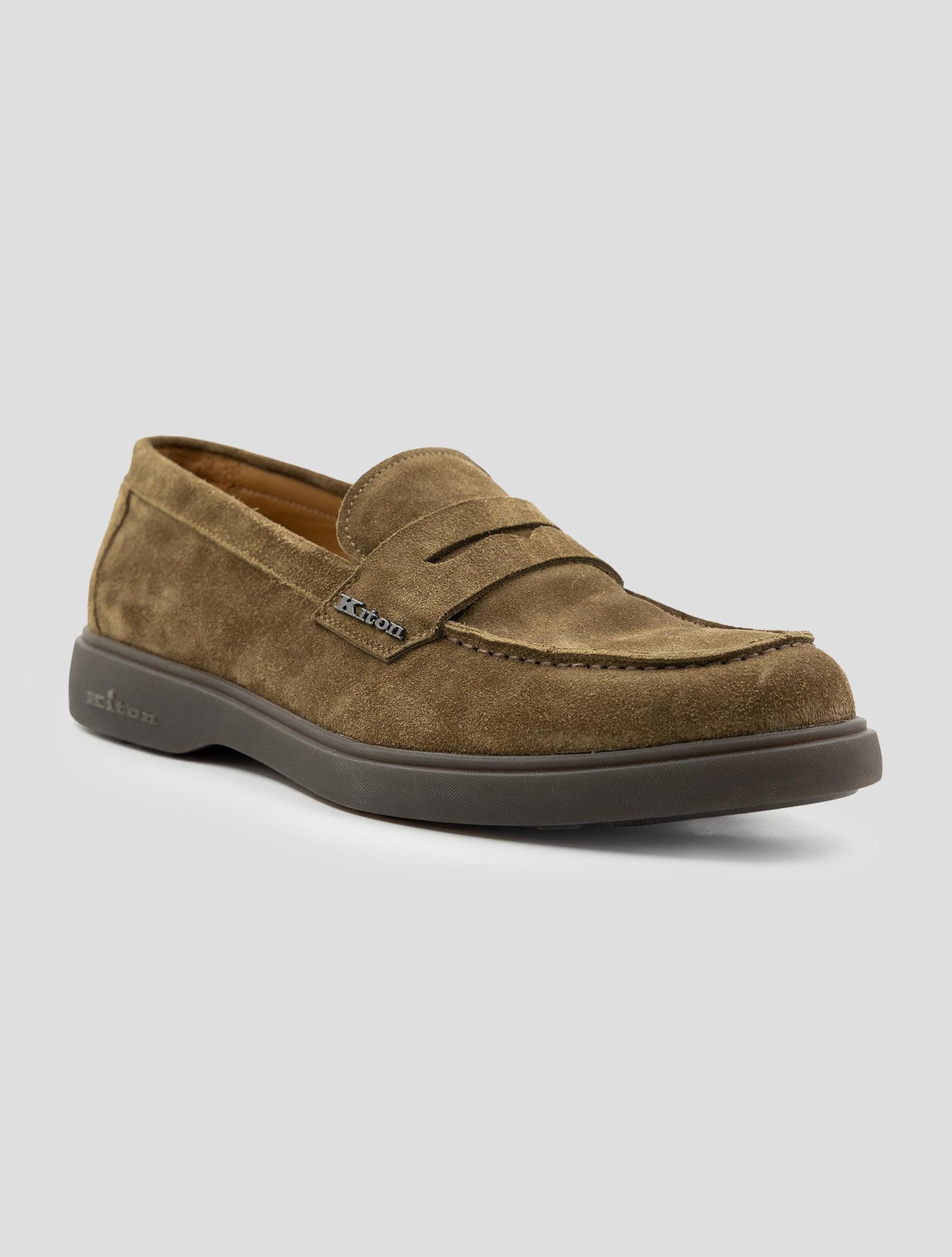 Kiton Brown Leather Suede Loafers