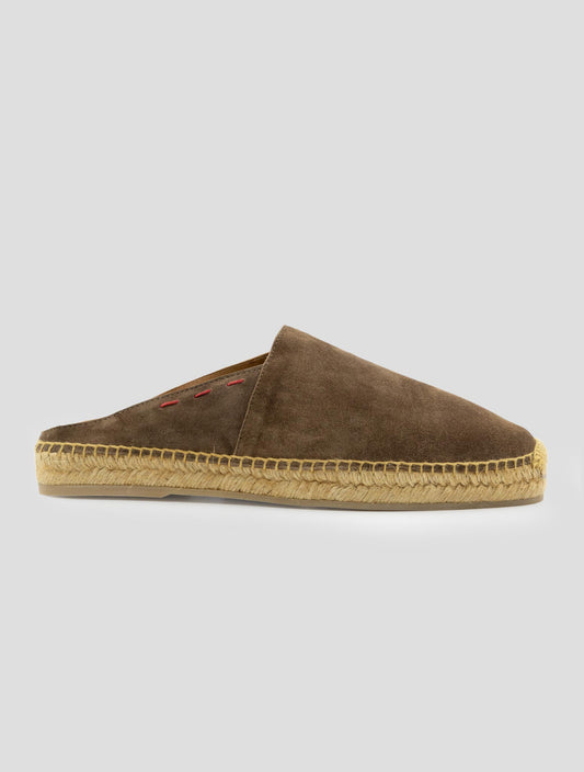 Kiton Brown Leather Suede Espadrillas