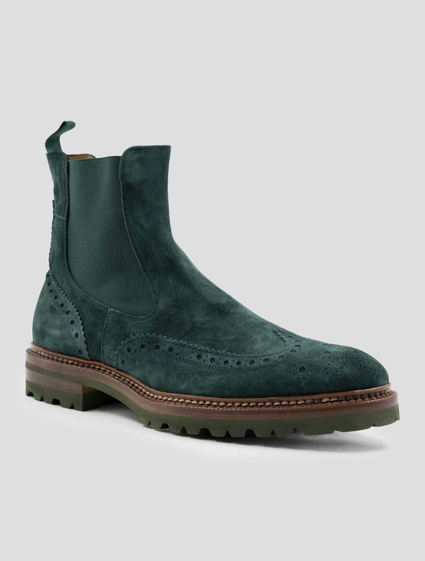 Kiton Green Leather Suede Boots