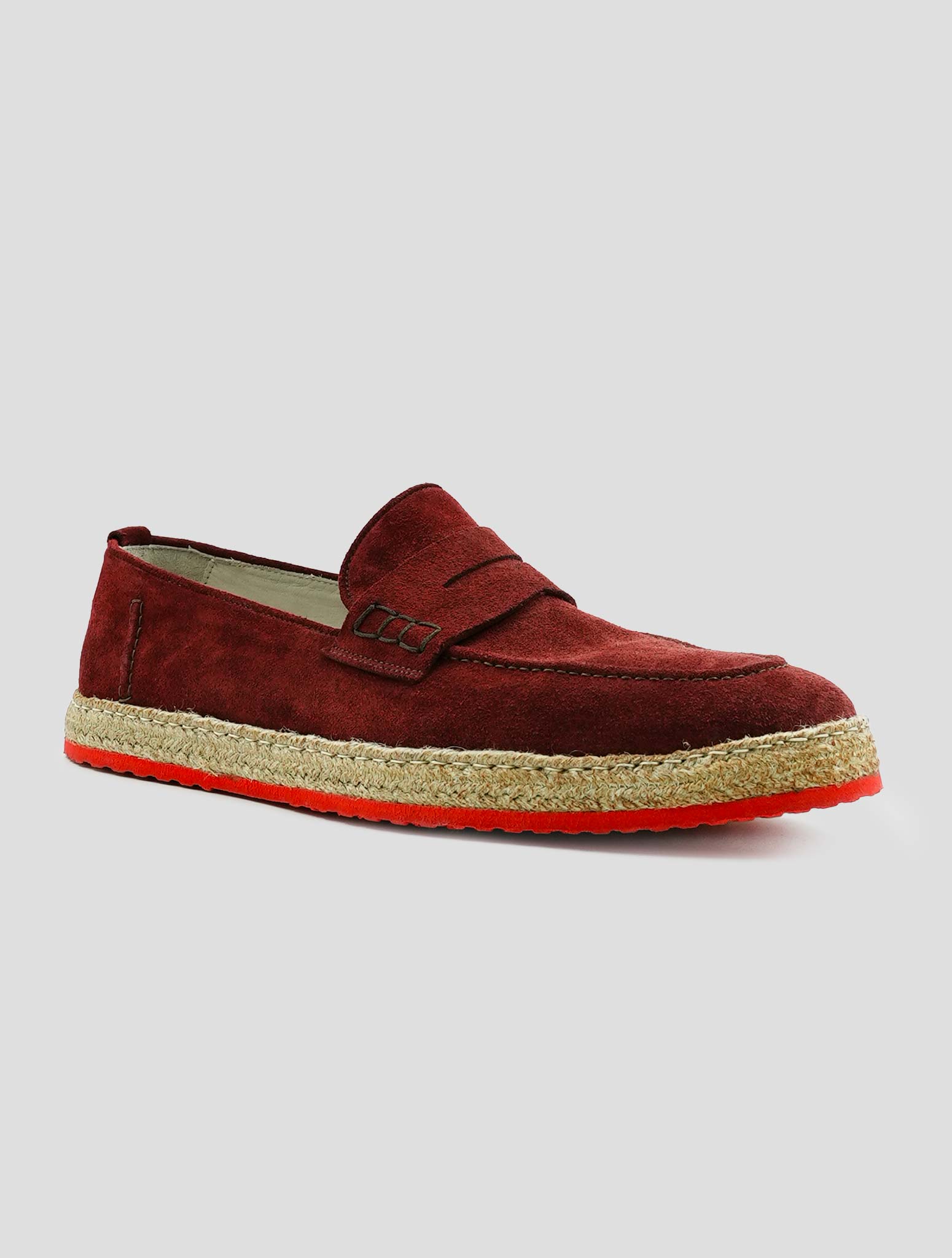 Kiton Red Leather Suede Espadrillas