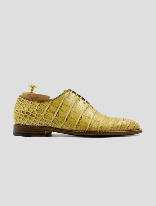 Kiton Yellow Leather Crocodile Dress Shoes