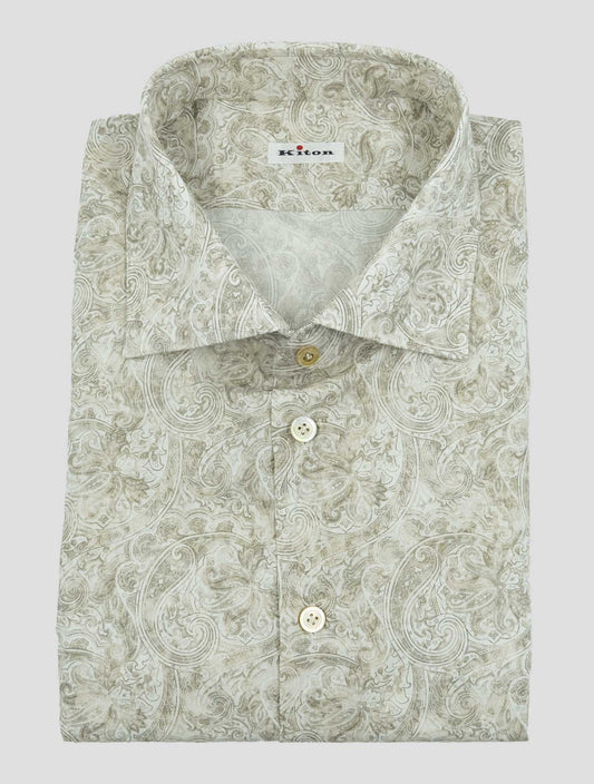 Kiton Beige White Cotton Ea Shirt