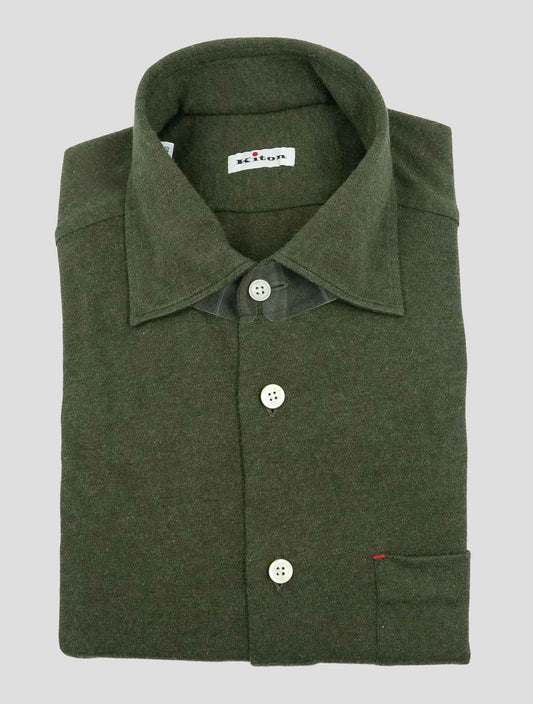Kiton Green Cotton Cashmere Shirt