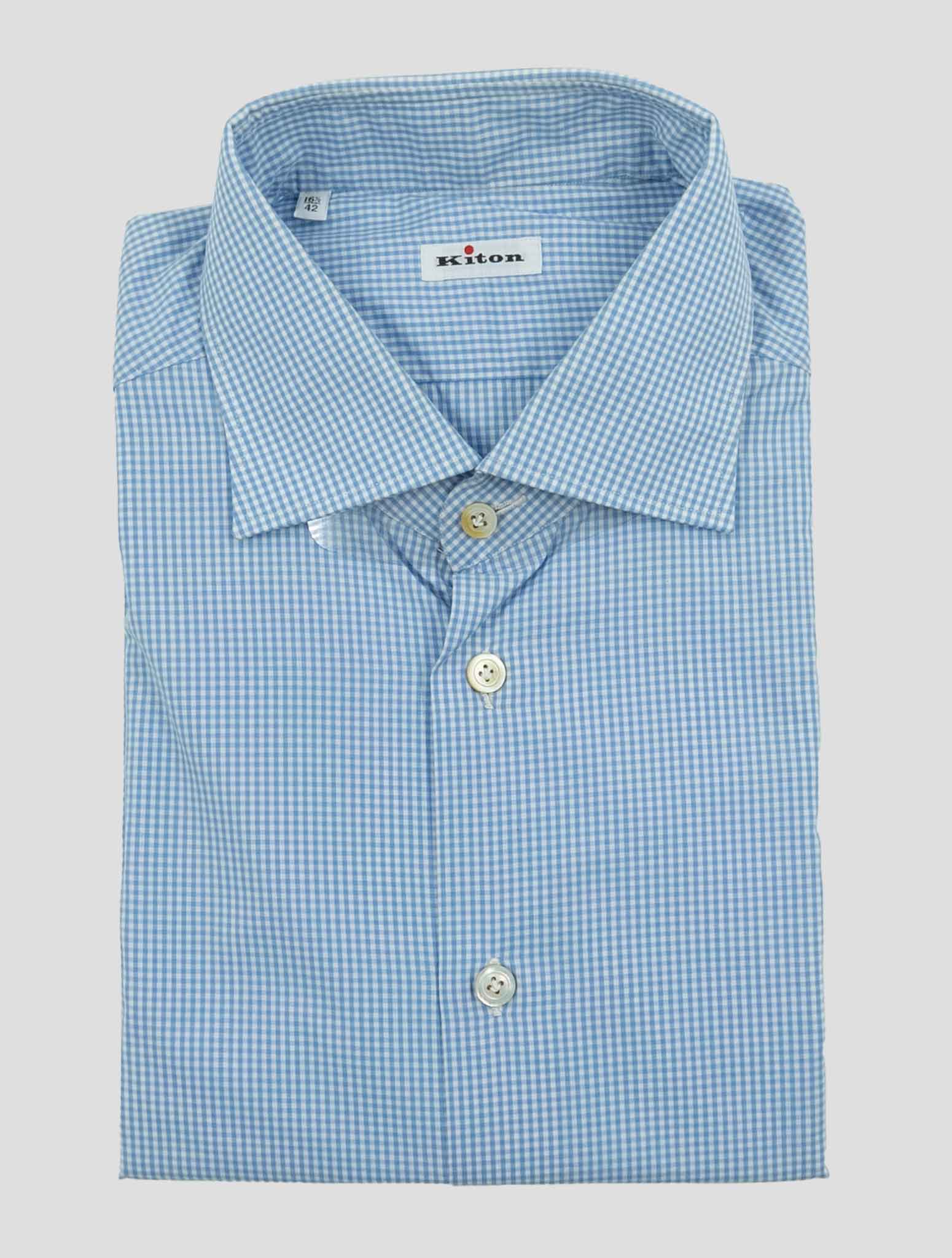 Kiton Light Blue White Cotton Shirt