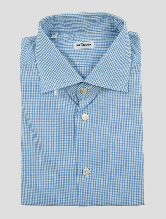 Kiton Light Blue White Cotton Shirt