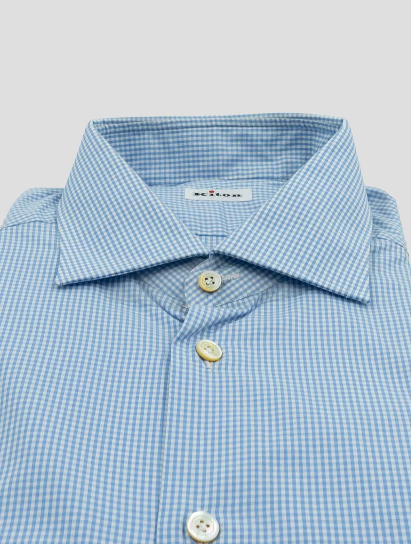 Kiton Light Blue White Cotton Shirt