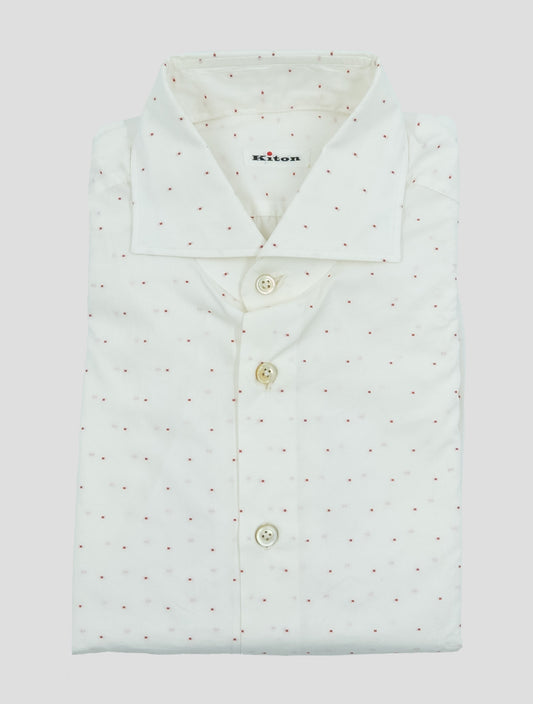Kiton White Red Cotton Shirt