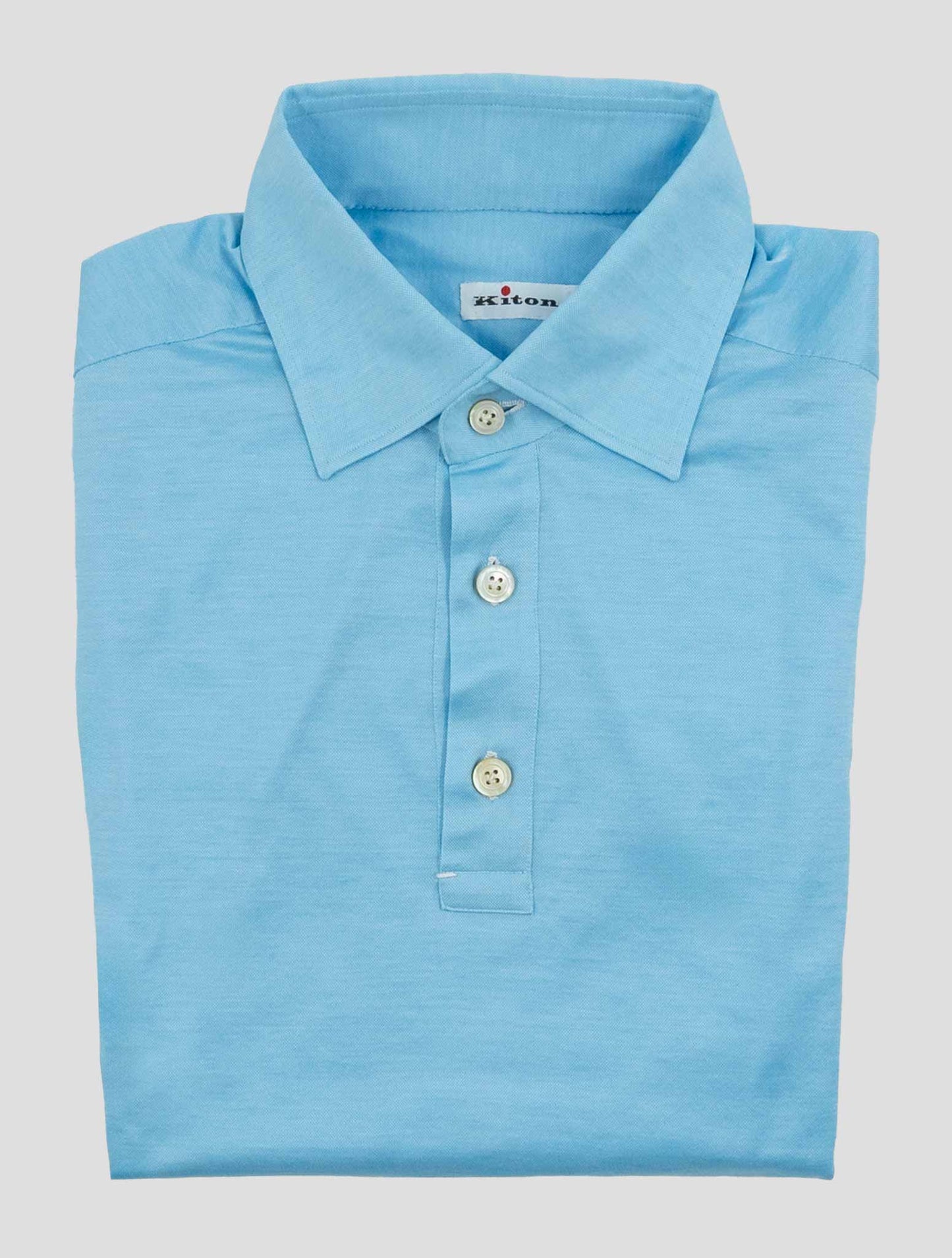 Kiton Light Blue Cotton Polo Shirt