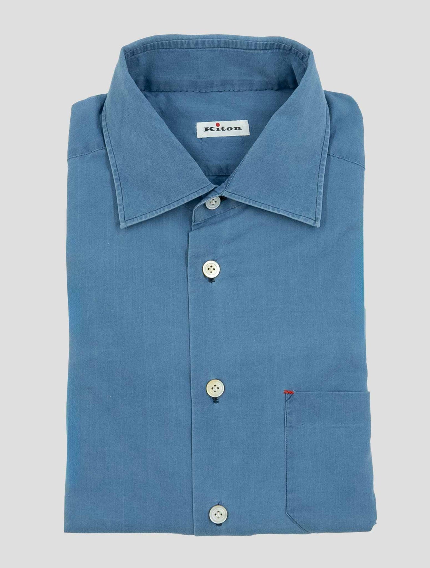 Kiton Blue Cotton Shirt