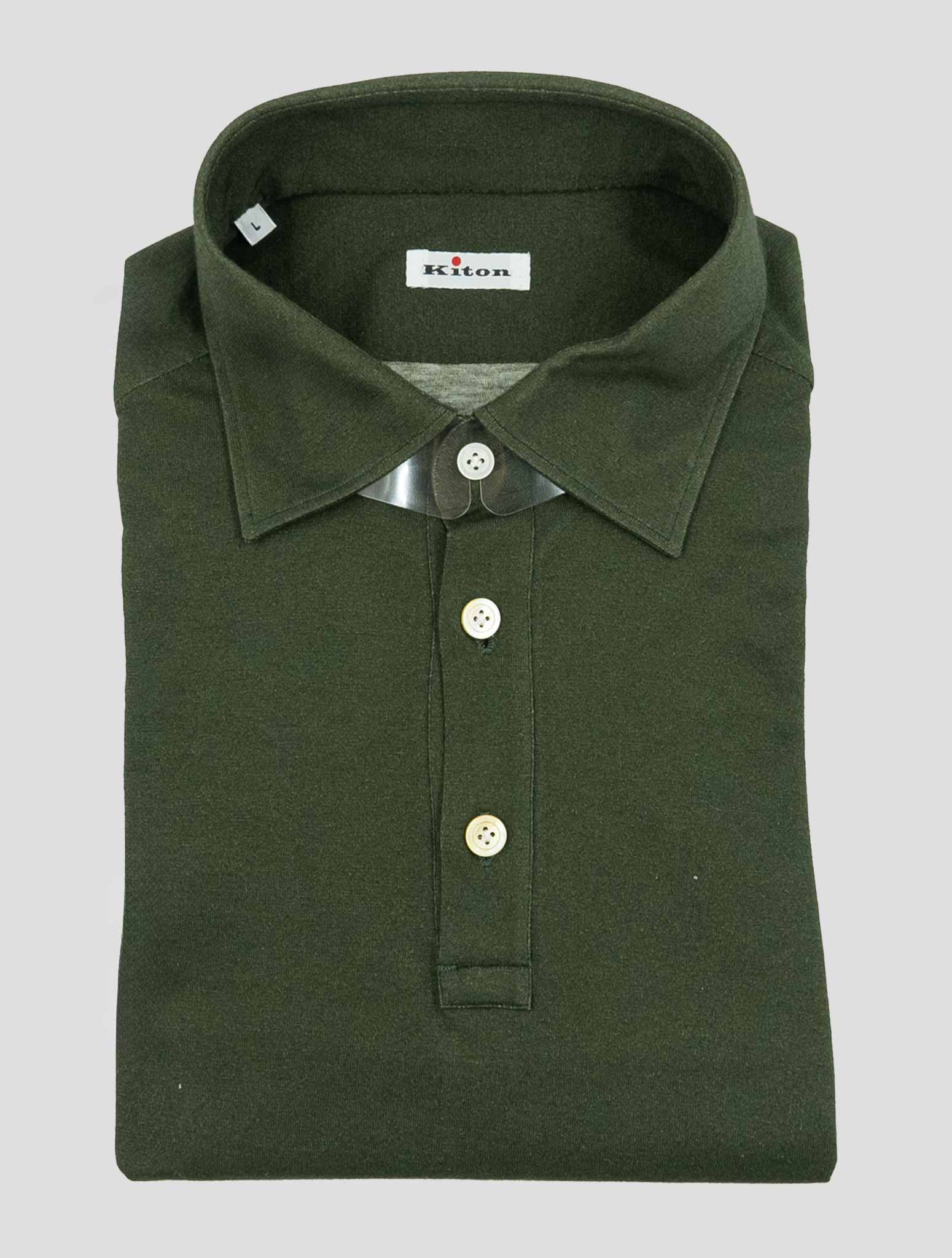 Kiton Green Cotton Cashmere Polo Shirt