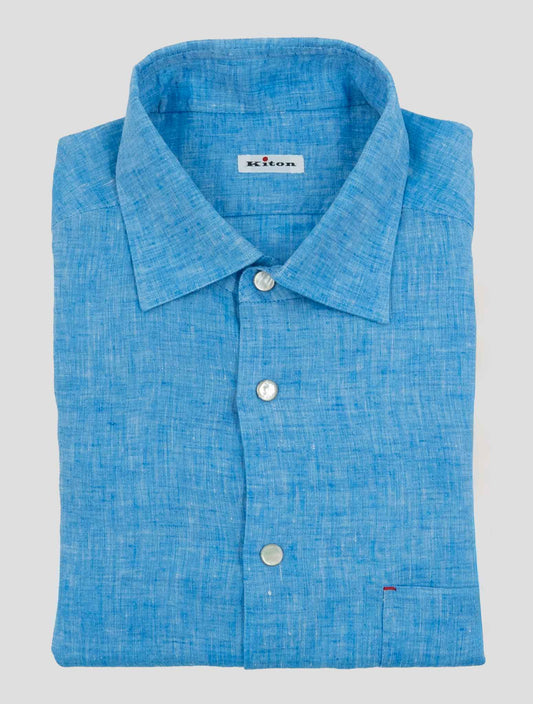 Kiton Light Blue Linen Nerano Shirt