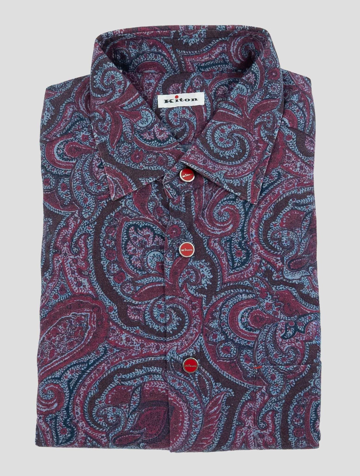 Kiton Burgundy Cotton Ciro Shirt