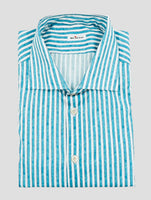 Kiton Blue White Cotton Ea Shirt