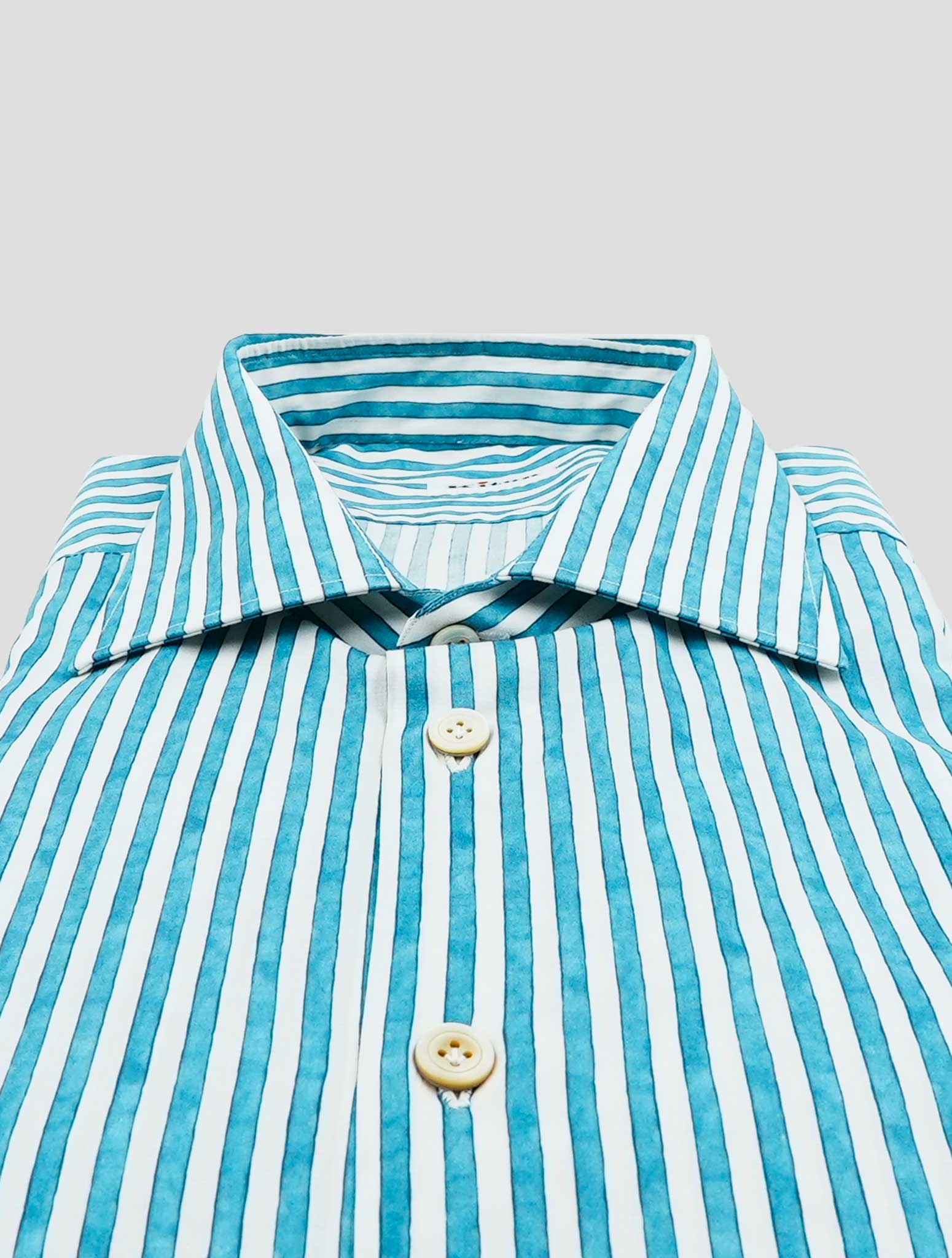 Kiton Blue White Cotton Ea Shirt