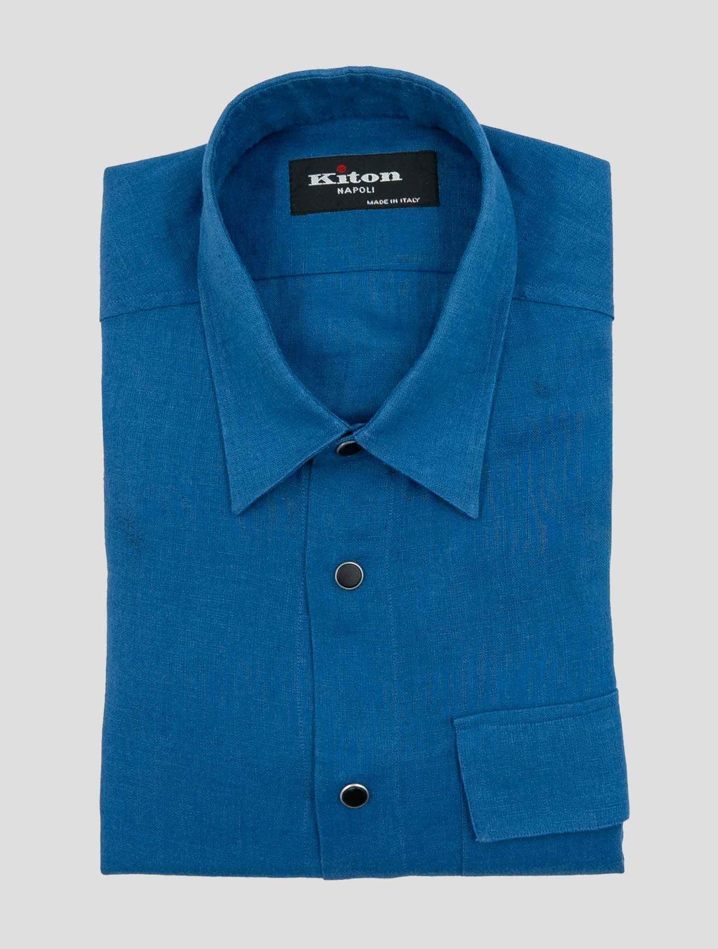Kiton Blue Linen Buba Shirt