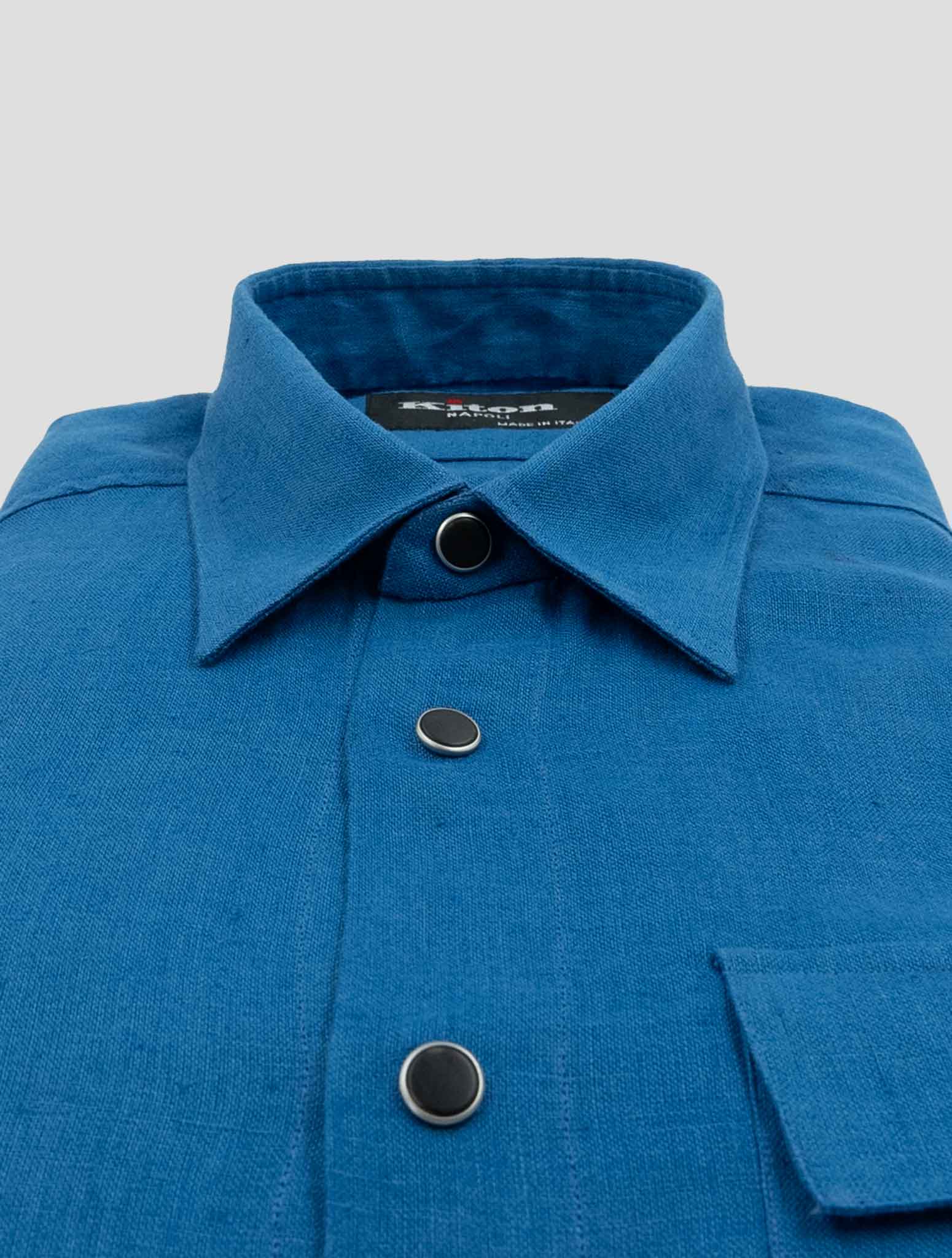 Kiton Blue Linen Buba Shirt
