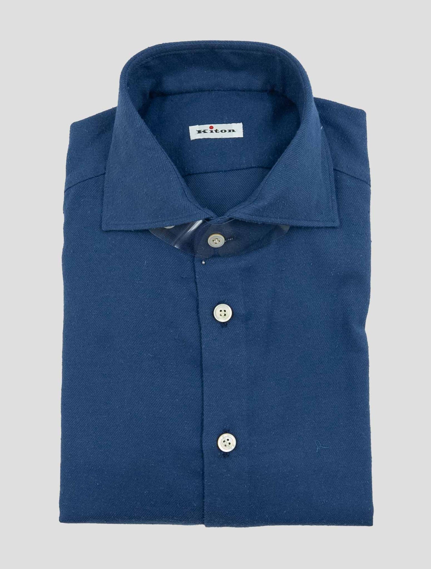 Kiton Blue Cotton Silk Shirt