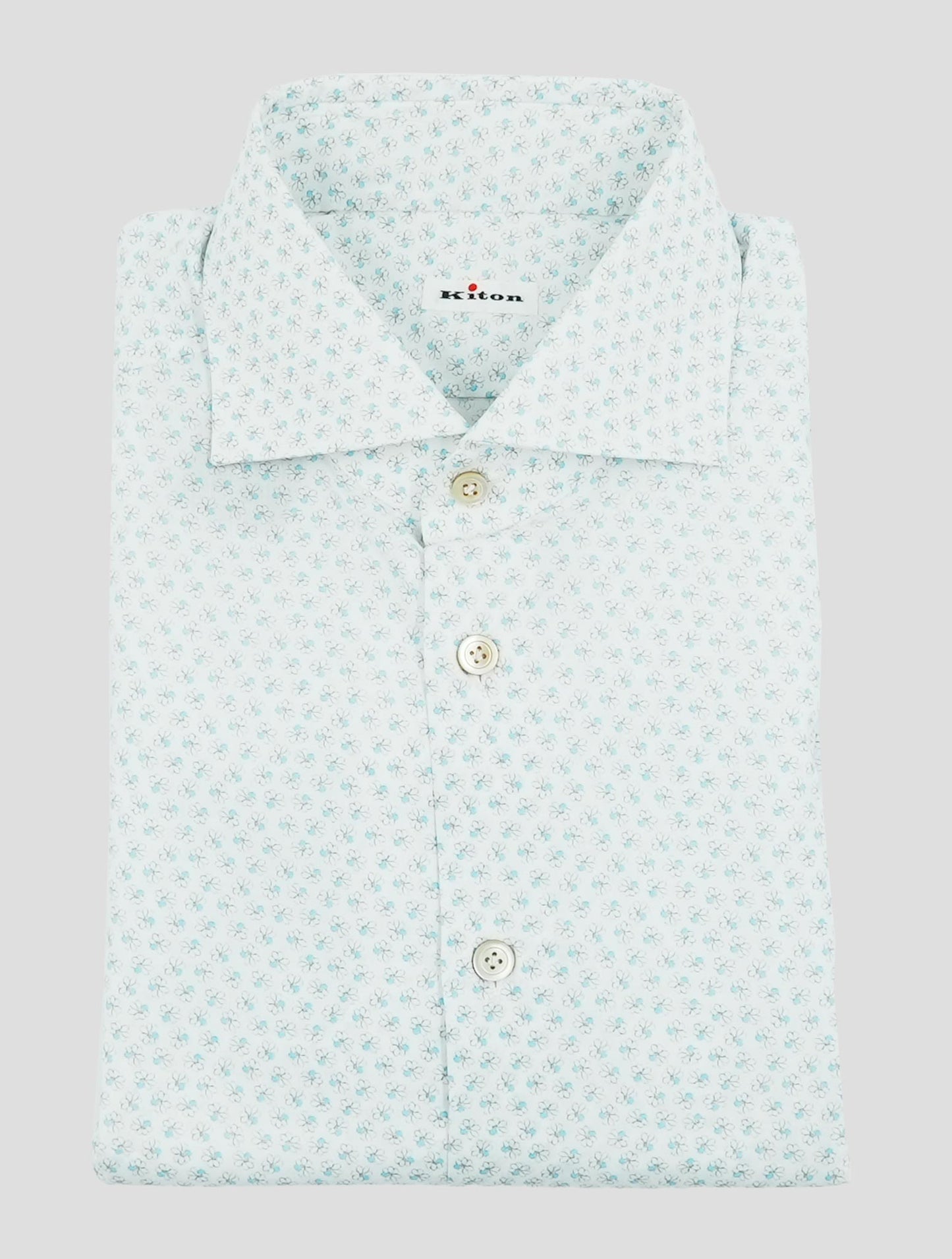 Kiton White Light Blue Cotton Shirt
