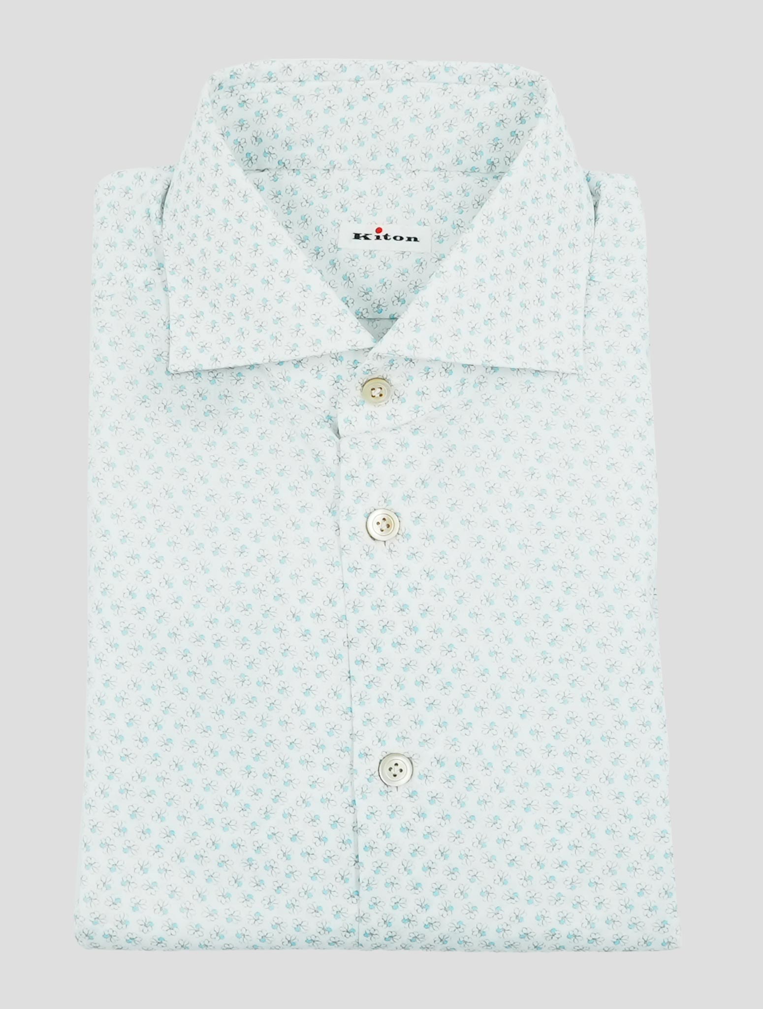 Kiton White Light Blue Cotton Shirt