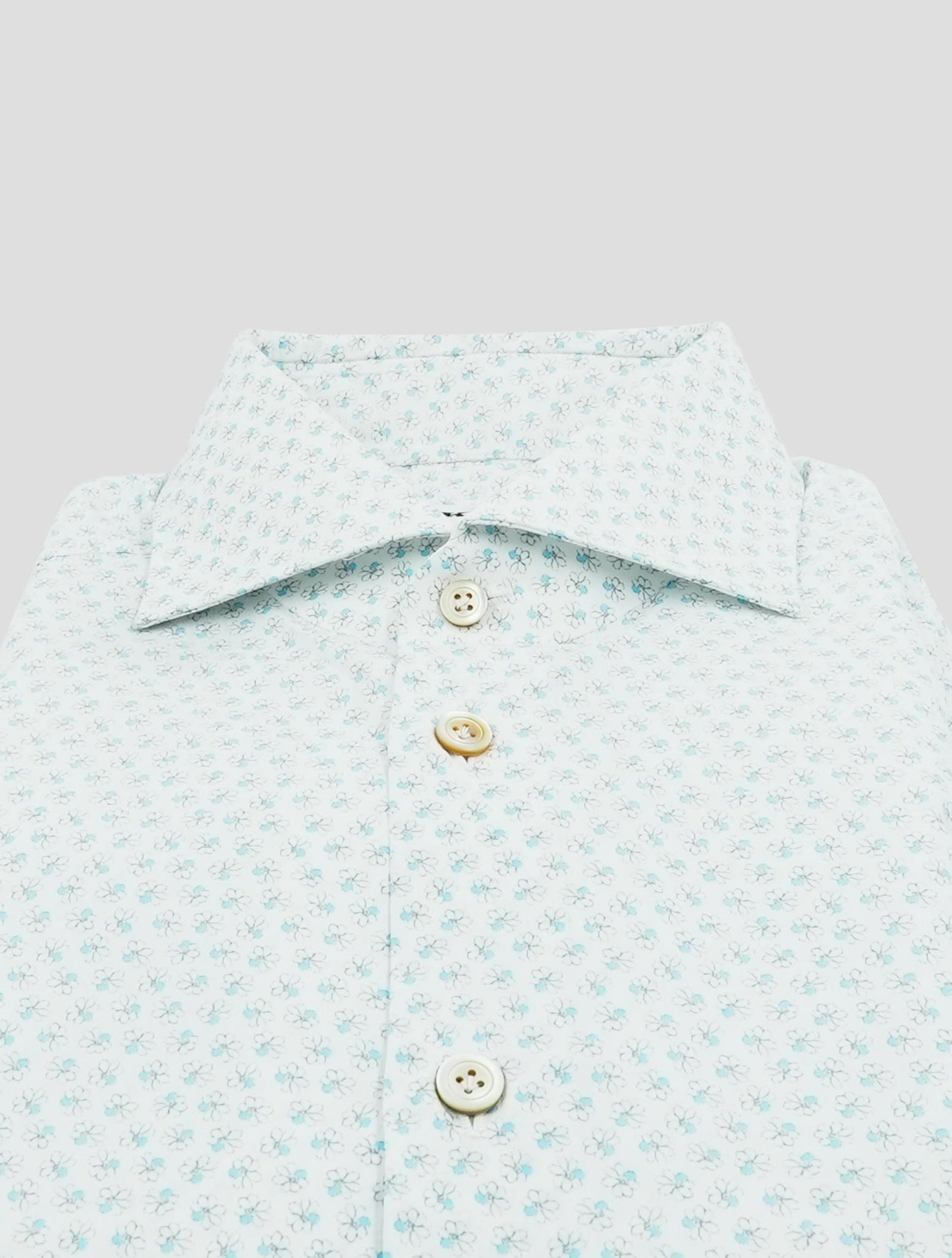 Kiton White Light Blue Cotton Shirt