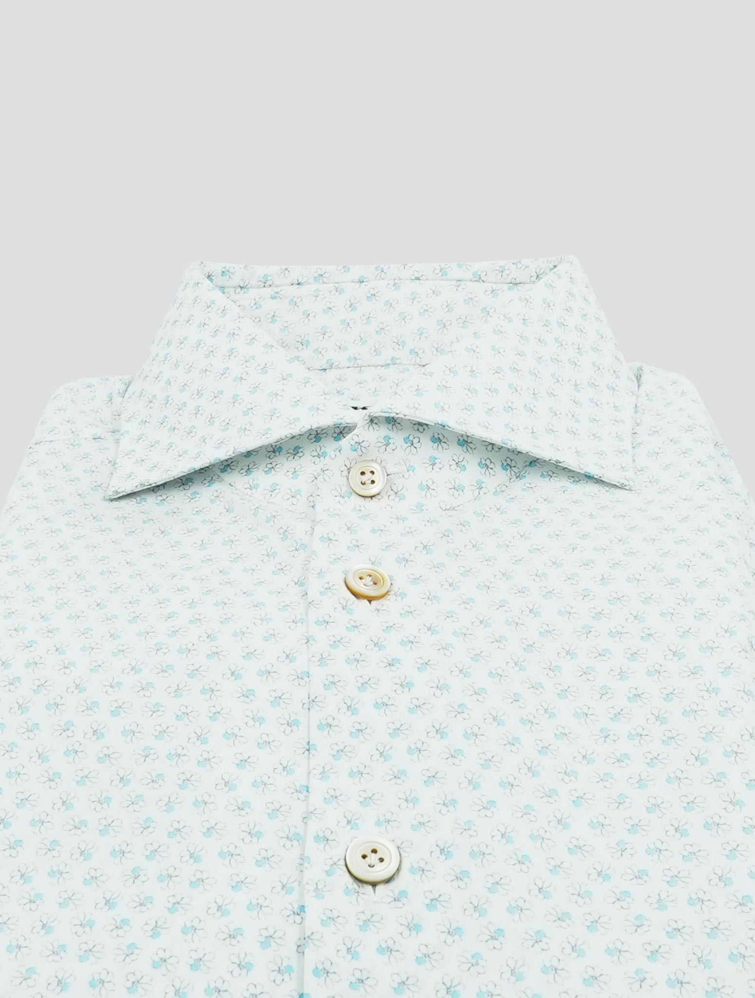 Kiton White Light Blue Cotton Shirt