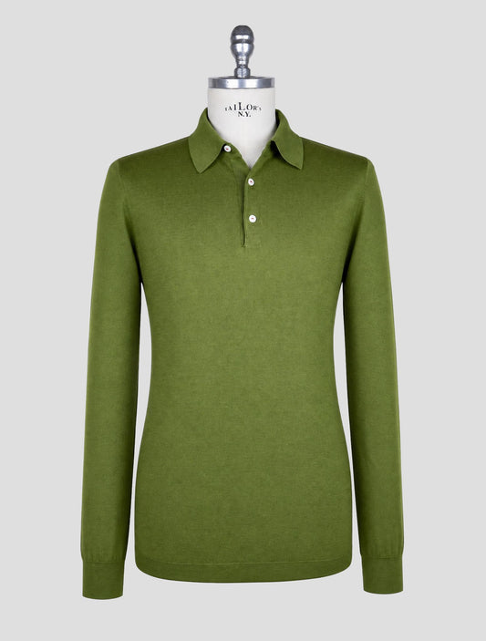 Kiton Green Cotton Sweater Polo