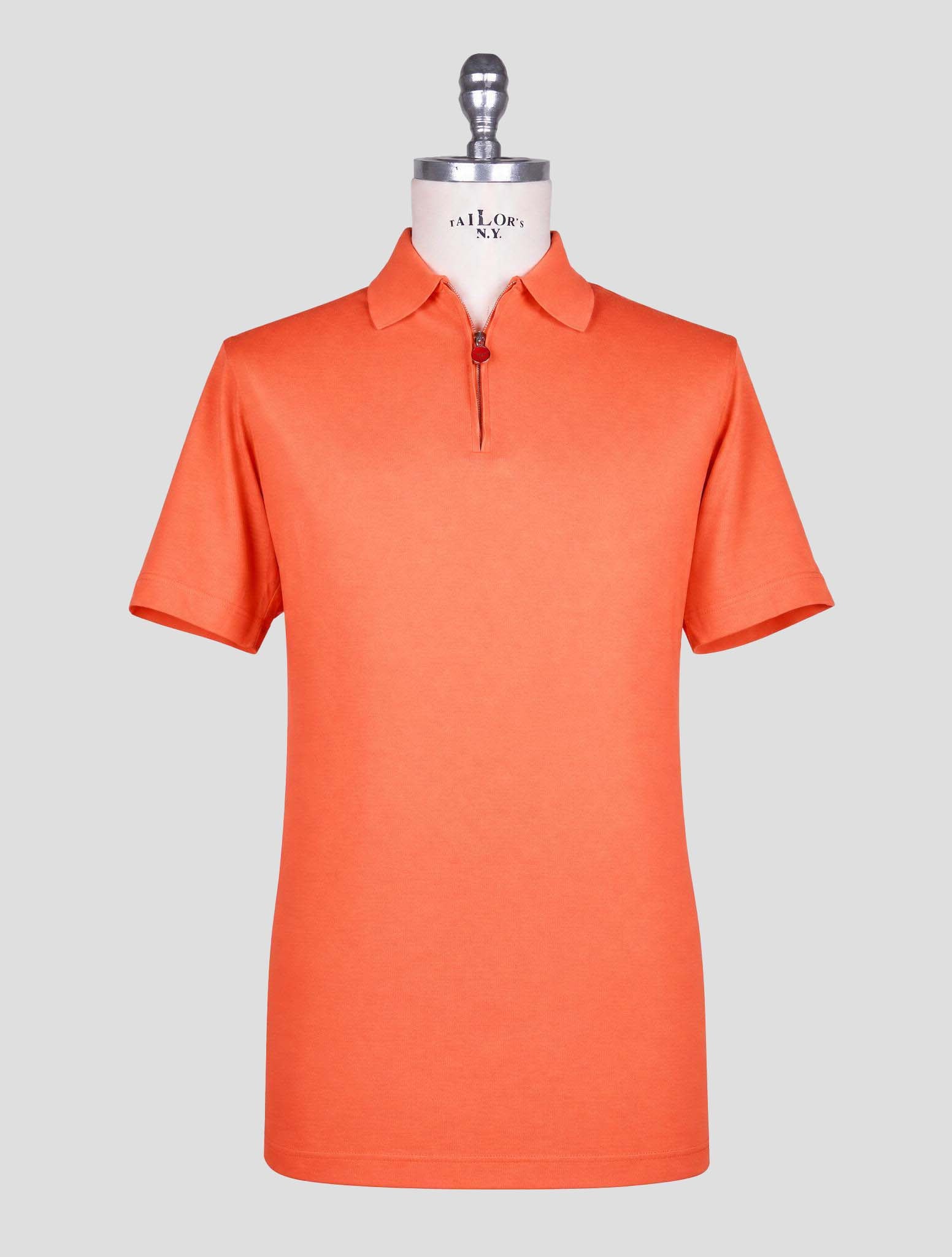 Kiton Orange Cotton Polo Half Zip