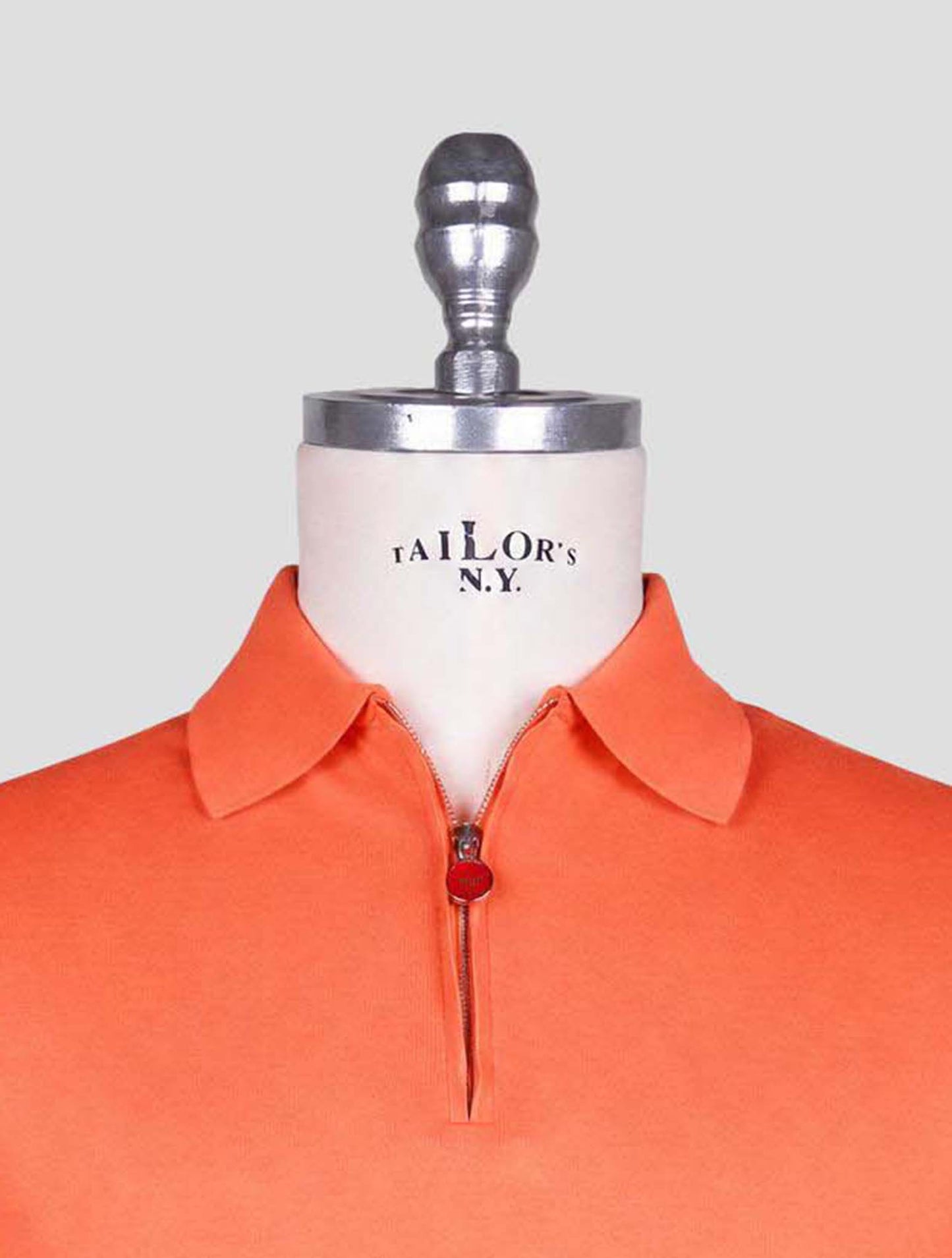 Kiton Orange Cotton Polo Half Zip
