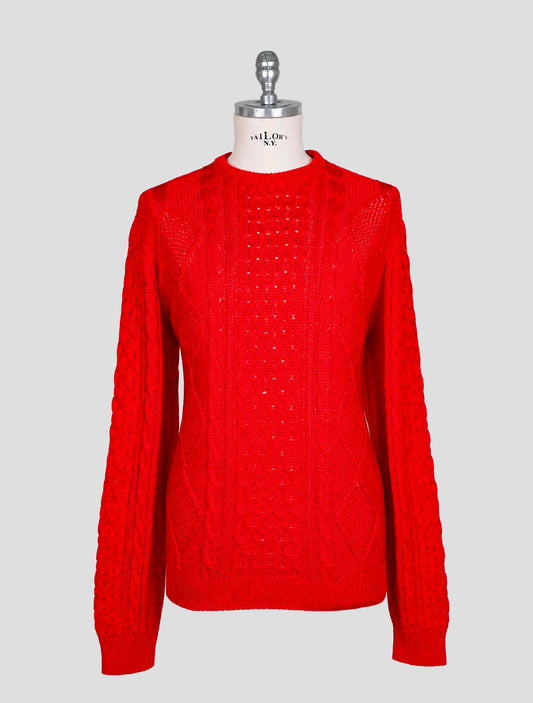 Kiton Red Cotton Sweater Crewneck