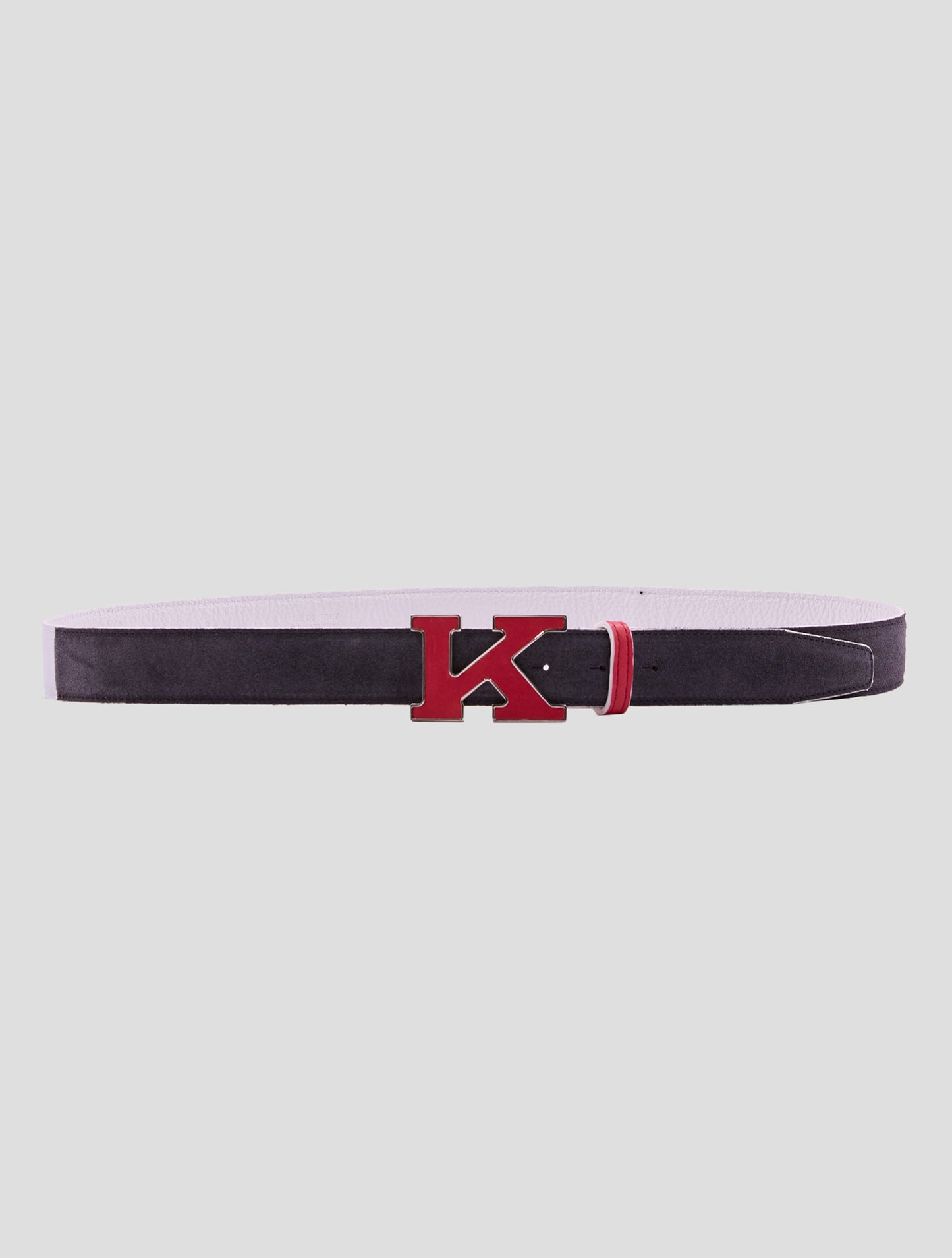 Kiton Gray Leather Leather Suede Belt