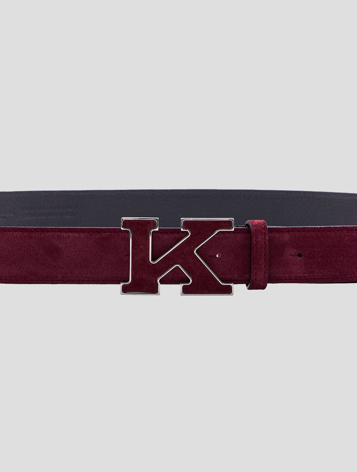 Kiton Burgundy Leather Suede Belt