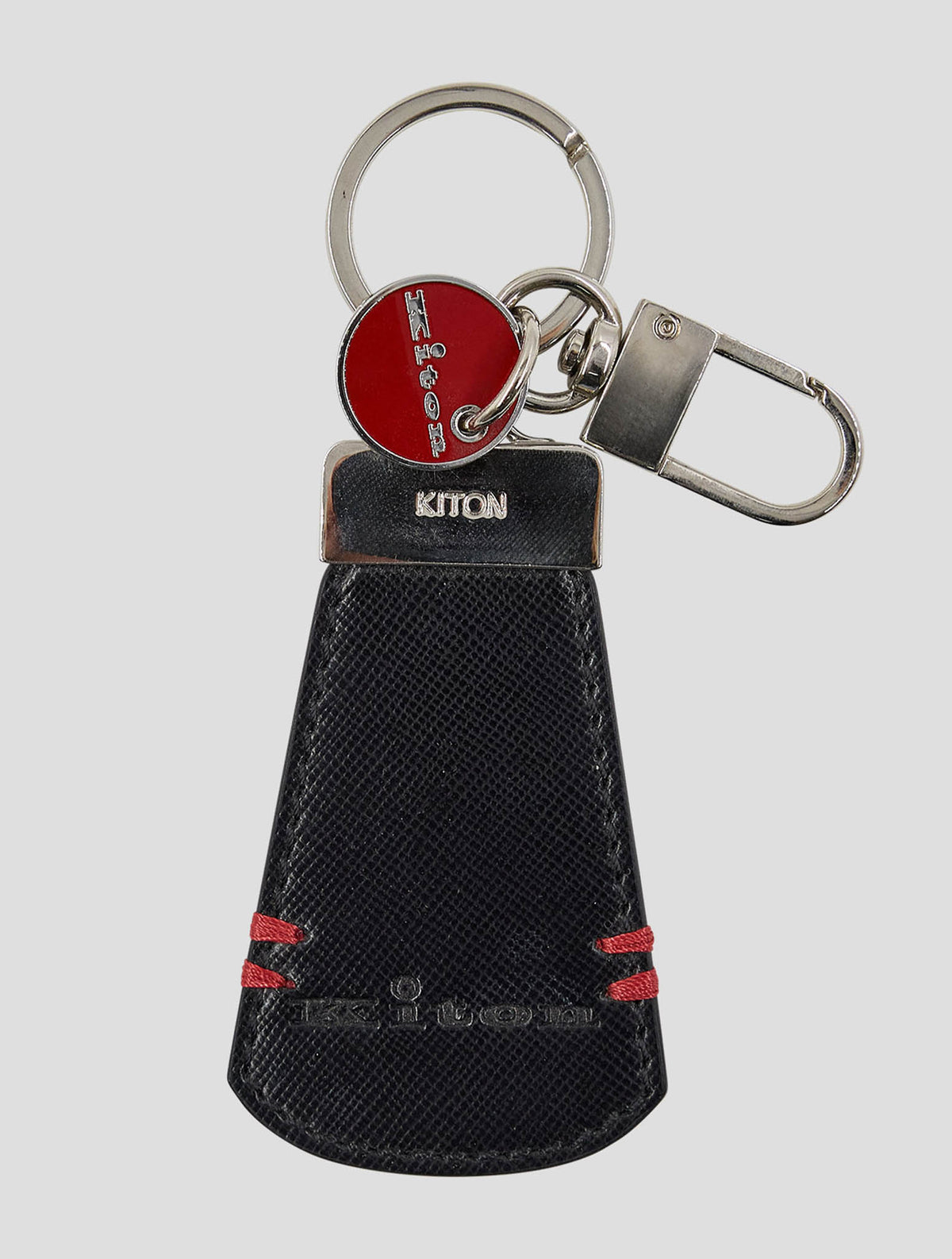 Kiton Black Leather Calf Keychain