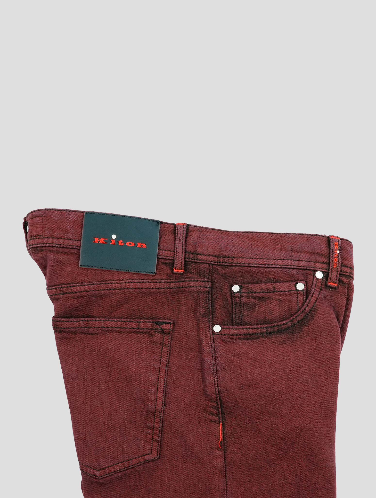 Kiton Burgundy Cotton Ea Jeans