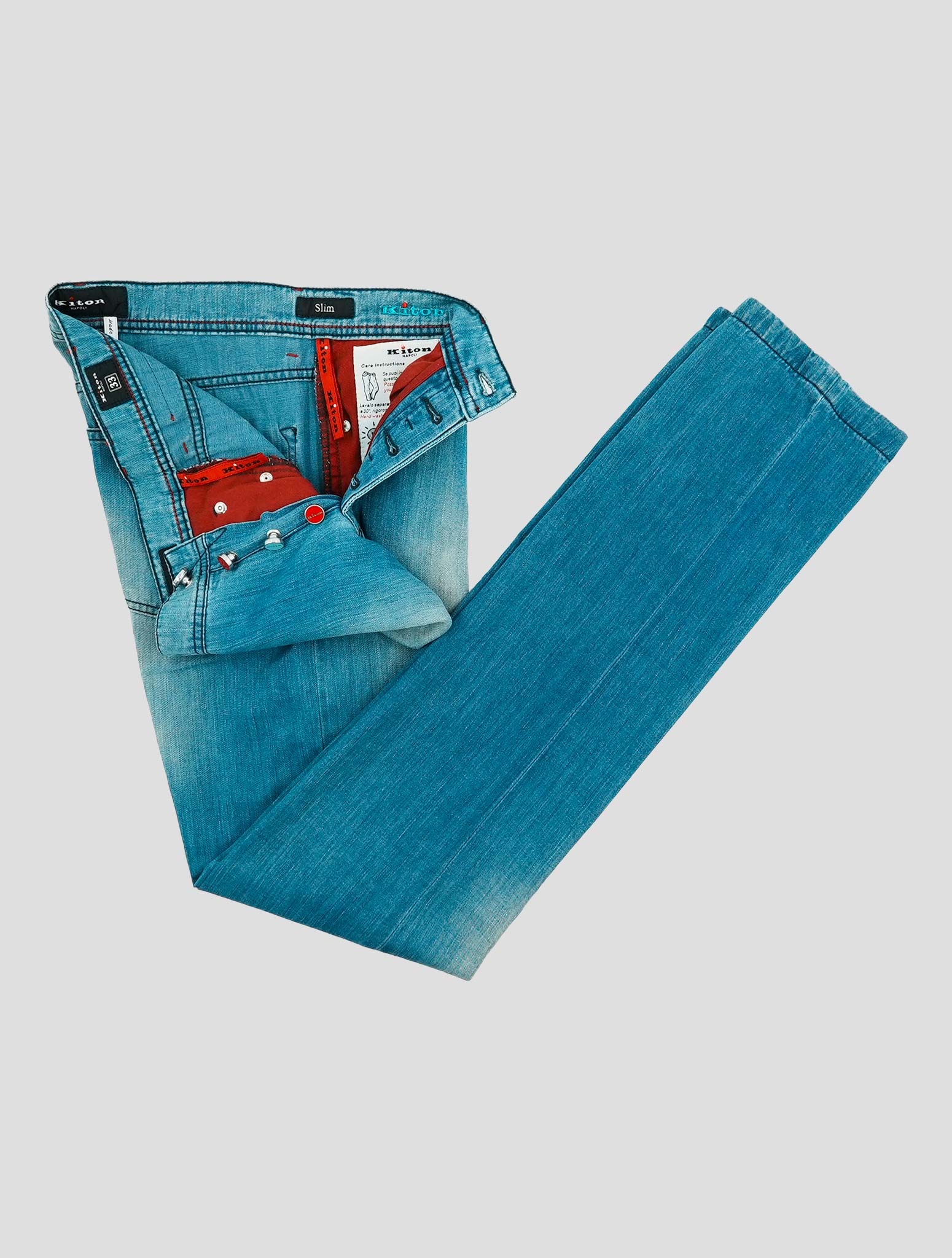 Kiton Blue Cotton Jeans