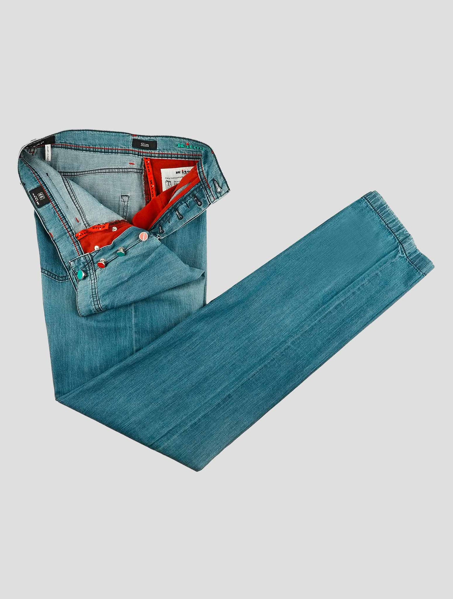 Kiton Blue Cotton Jeans