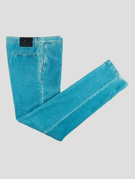 Kiton Light Blue Cotton Cashmere Ea Velvet Pants