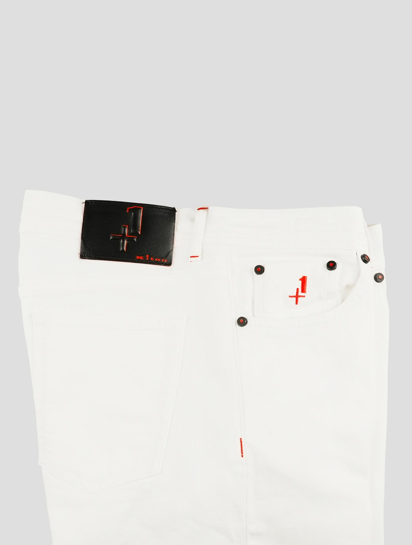 Kiton White Cotton Ea Jeans