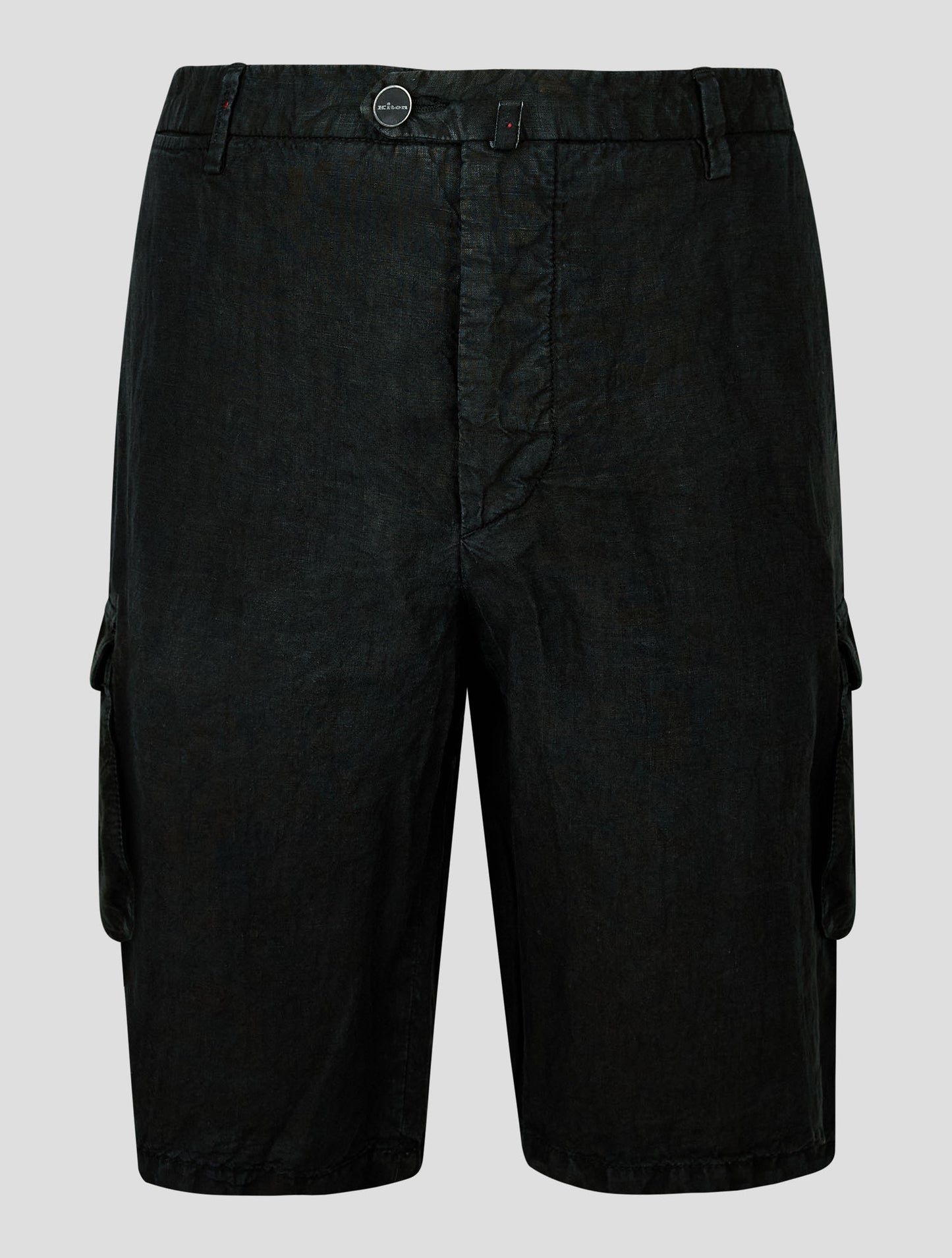 Kiton Black Linen Cargo Pants