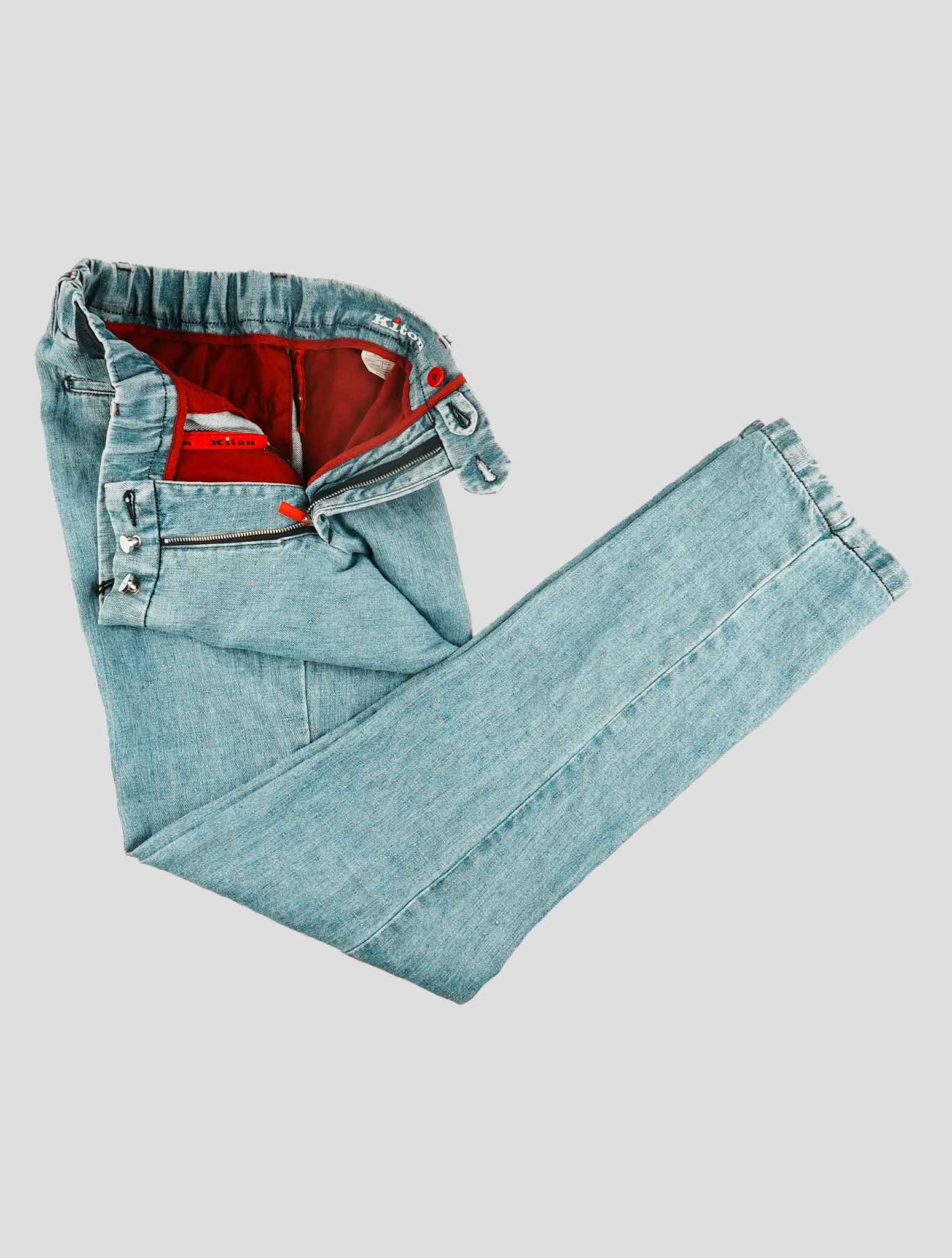 Kiton Light Blue Linen Jeans