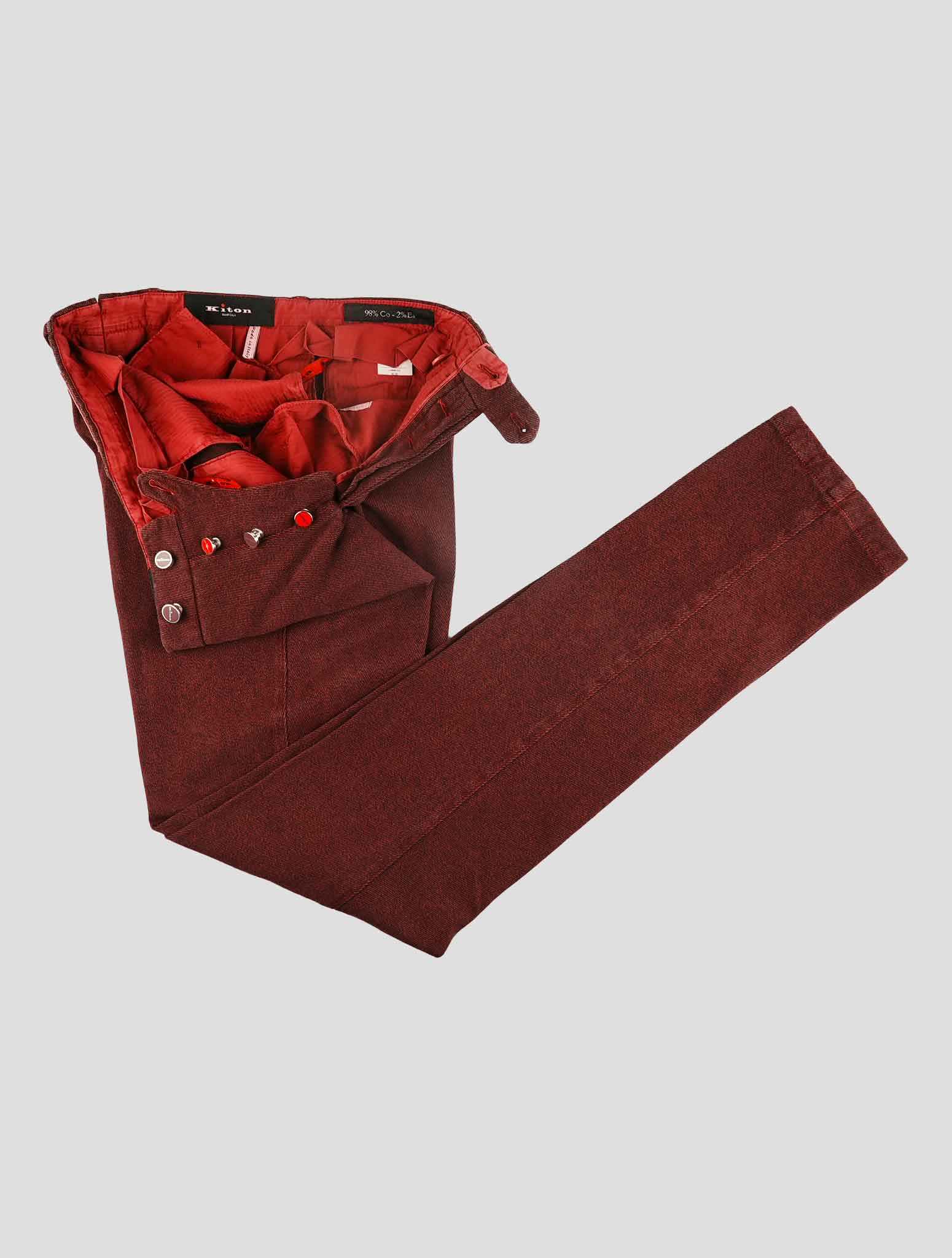 Kiton Burgundy Cotton Ea Pants