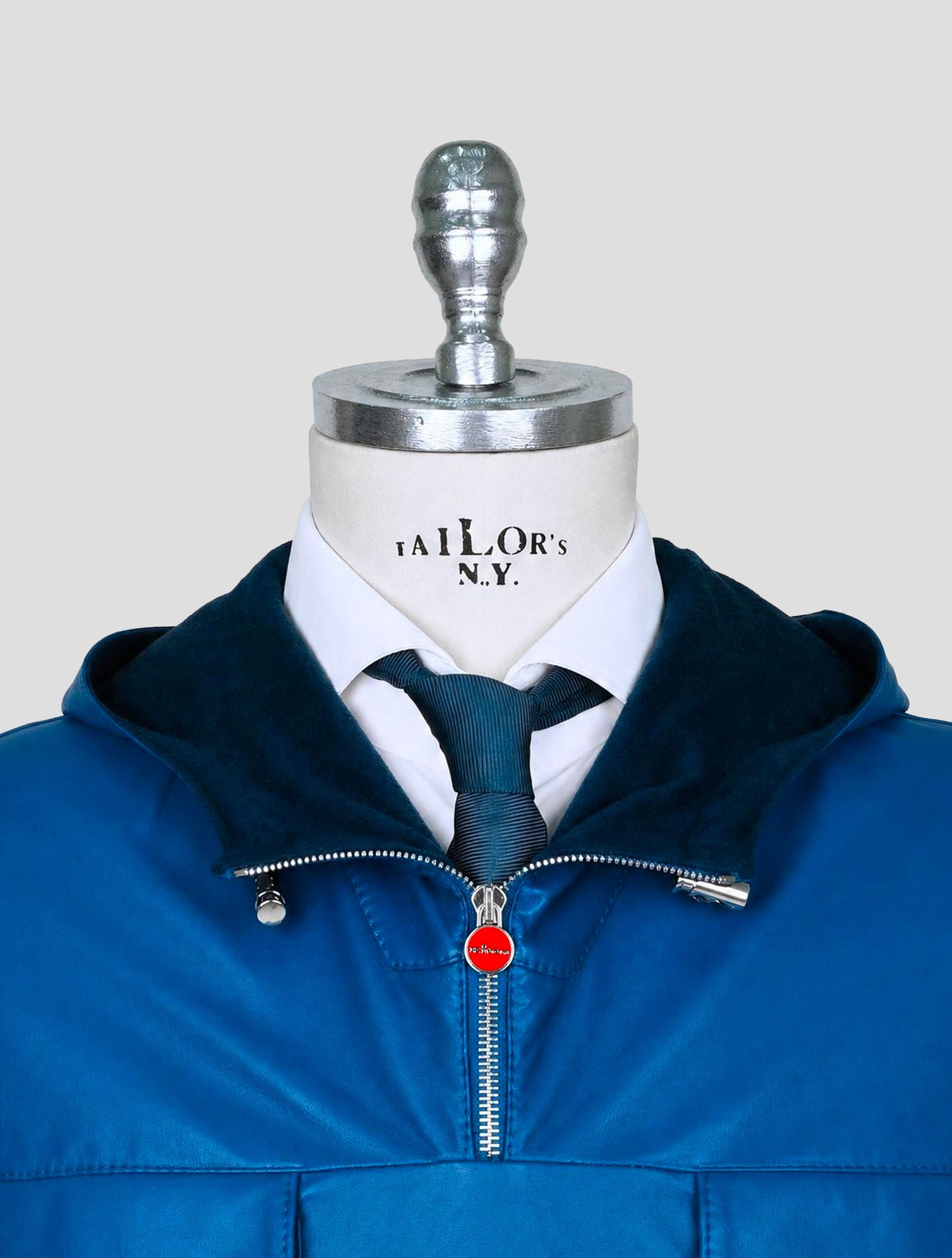 Kiton Blue Leather Coat